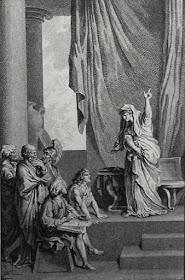 Huldah was obliged to tell out the determination of God to bring upon Jerusalem and its inhabitants all the curses that were written in the book of the law, and that because of their idolatry, therefore, His wrath was poured out, and it should not be quenched.