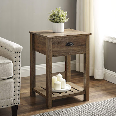 One Drawer Farmhouse Square Accent Table