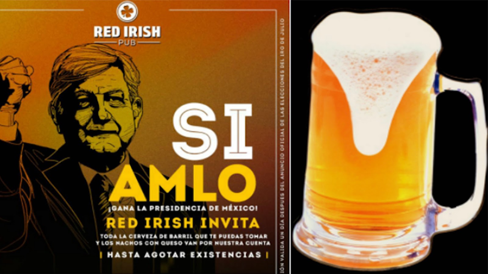 Un bar promete regalar cerveza de barril y nachos con queso ilimitados si AMLO gana la Presidencia