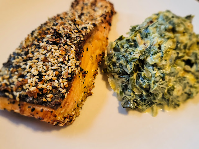 Air-fried salmon with everything bagel seasoning