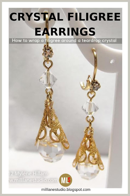 Crystal and gold filigree earrings