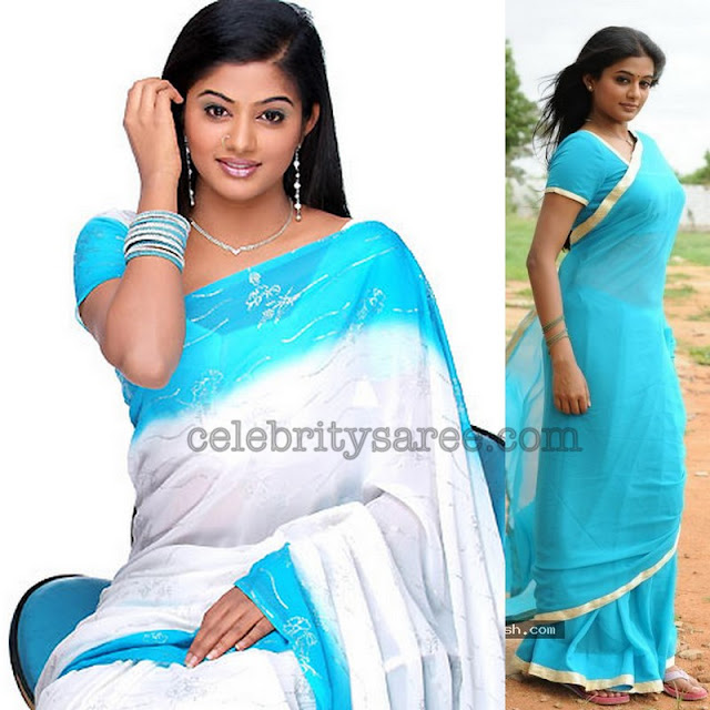 Priyamani Blue and White Sarees