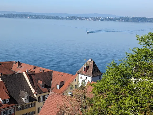 View of Lake Constance and the ferry boat from Meersburg Castle