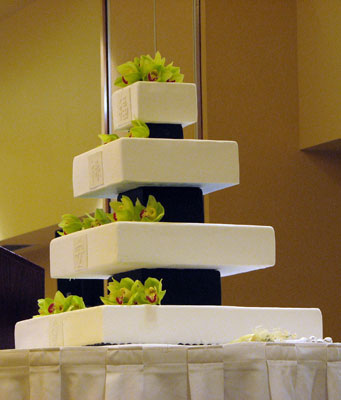 Green Orchid Square Wedding Cakes