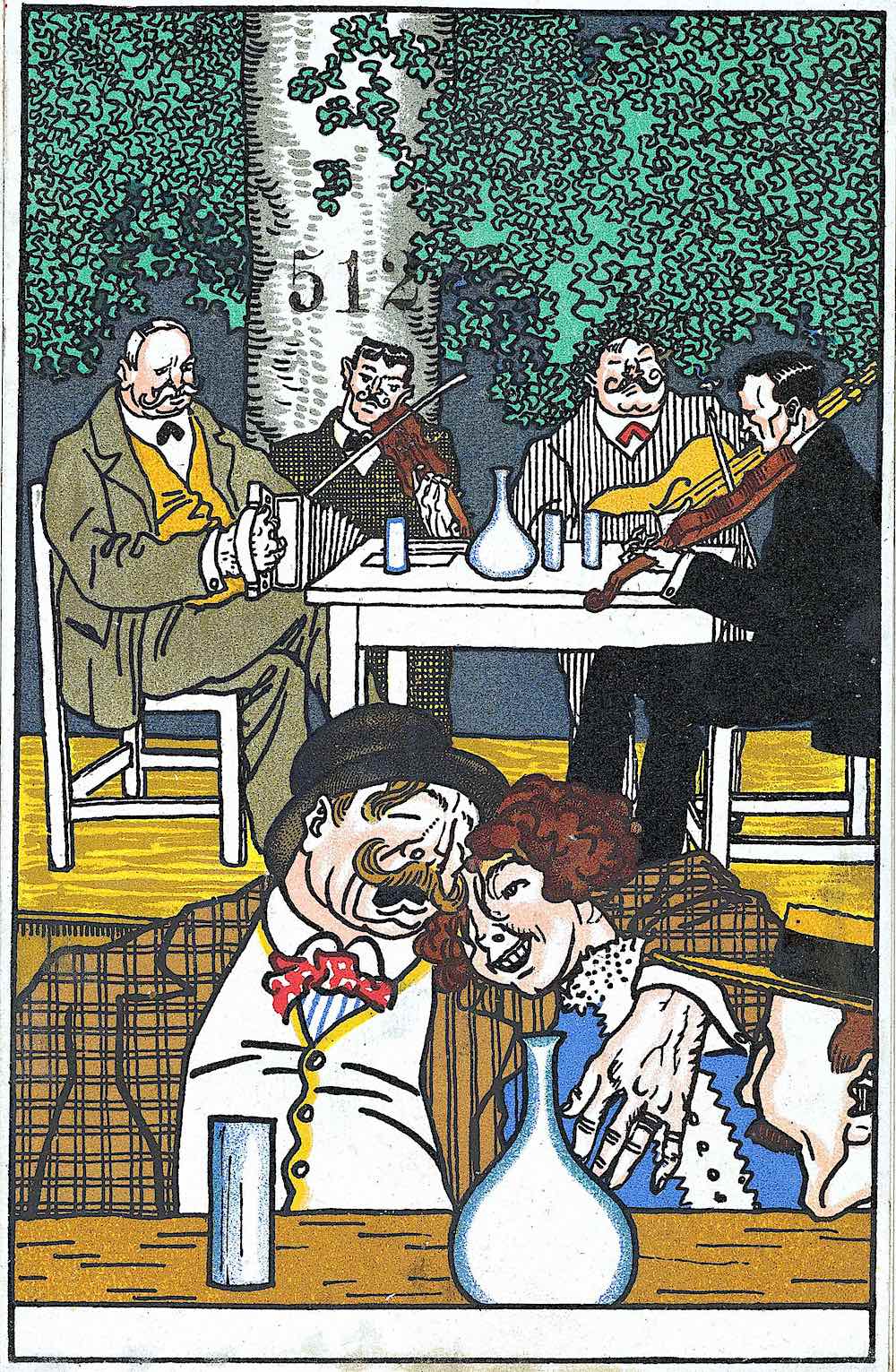 a Wiener Werkstätte 1911 greeting card, alcohol and music