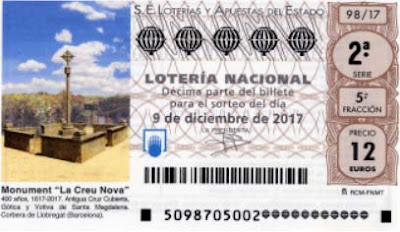 detalle de uno de los decimos de la lotería nacional