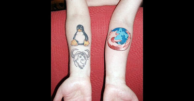 Linux, Gnu and Firefox Geek Tattoo