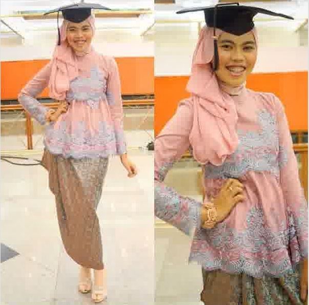 21 model kebaya modern untuk wisuda warna peach bagus 