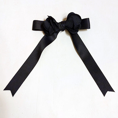 Black rose petal bow