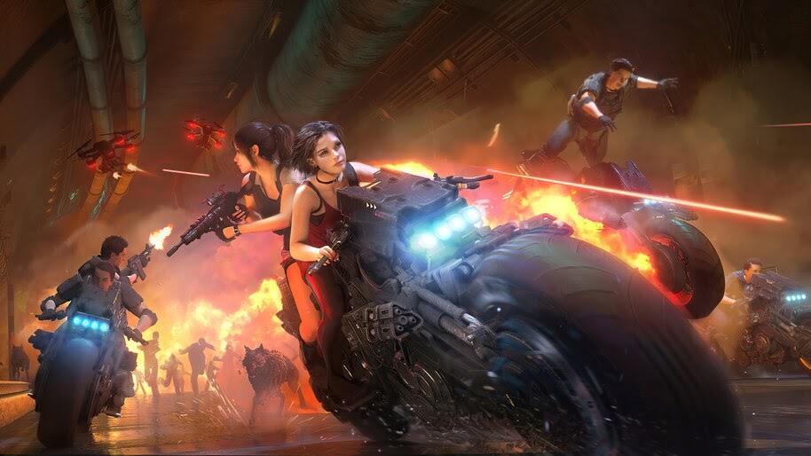 Ada Wong, Claire Redfield, Motorcycle, Resident Evil 2