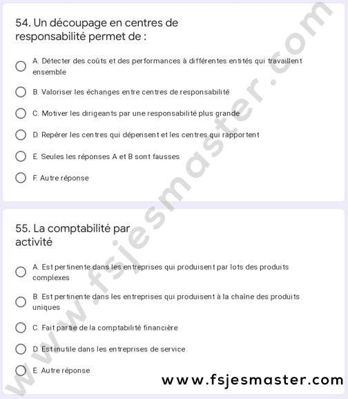 Exemple de Concours Master Sciences de Gestion 2021-2022 - Fsjes Agdal