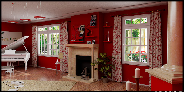 Red And White Living Rooms