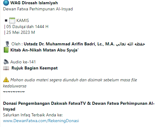 Audio ke-141 Rujuk Bagian Keempat - Kitab An-Nikah Matan Abu Syuja