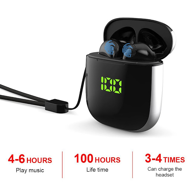 WK-60 TWS Wireless bluetooth 5.0 Earphone Dual Stereo Volume Control Digital Display Music Headphones for Xiaomi Huawei