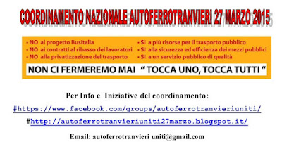 Risultati immagini per coordinamento nazionale autoferrotranvieri 27 marzo