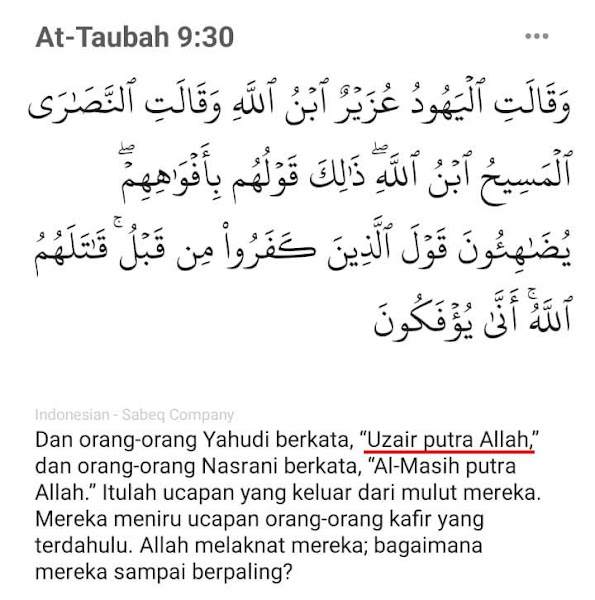 orang Yahudi menyebut bahwa Uzair adalah anak Allah Kenapa orang-orang Yahudi menyebut bahwa Uzair adalah anak Allah?