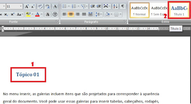 Como criar um sumário no Microsoft Word 2010