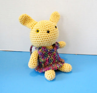 Golden bunny girl doll in handmade crochet