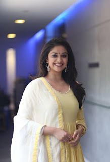 Keerthy Suresh in Yellow Dress with Cute and Awesome Lovely Smile at Press Meet 4