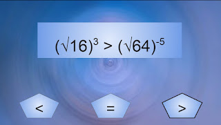 The square root of 16 to the 3rd power is greater than the square root of 64 to the -5th power