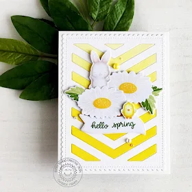 Sunny Studio Stamps: Cheerful Daisies Frilly Frame Dies Banner Basics Chubby Bunny Spring Themed Card by Candice Fisher