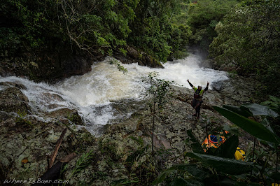 Renato Costa Guimarães on Little Hell, huge water fall, portage, escited, happy, brazilian, brazil, white water, helmet