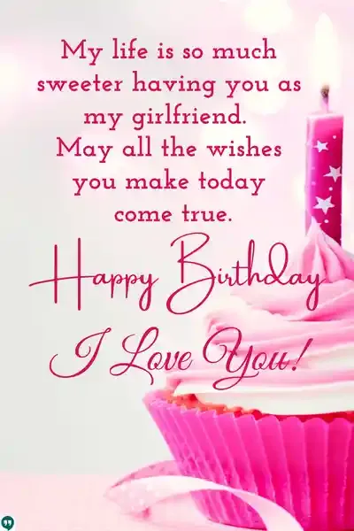 sweet happy birthday girlfriend wishes images with cupcake