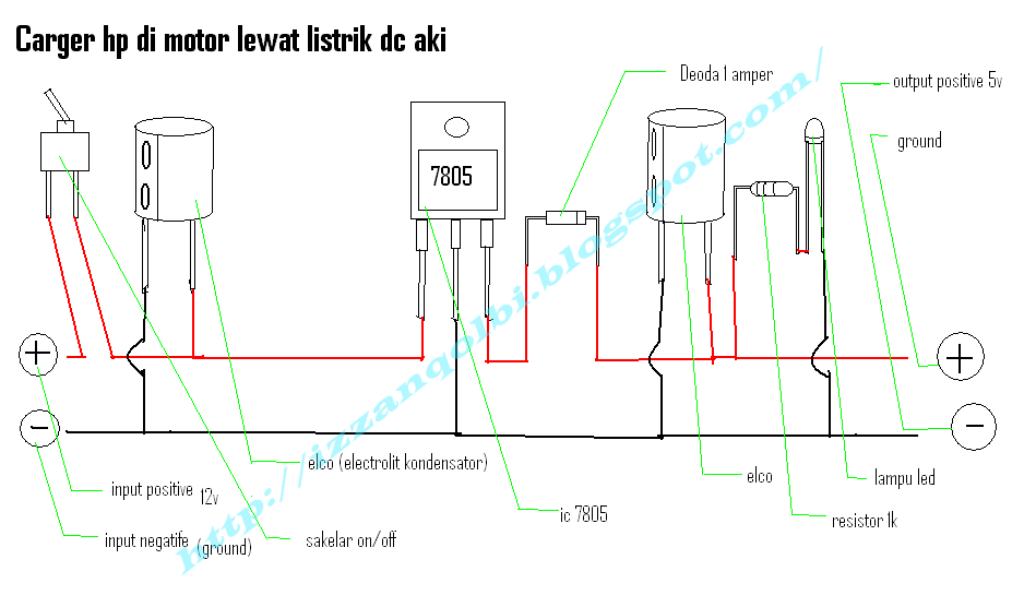 Cara membuat charger cas hp di sepeda motor  lewat 