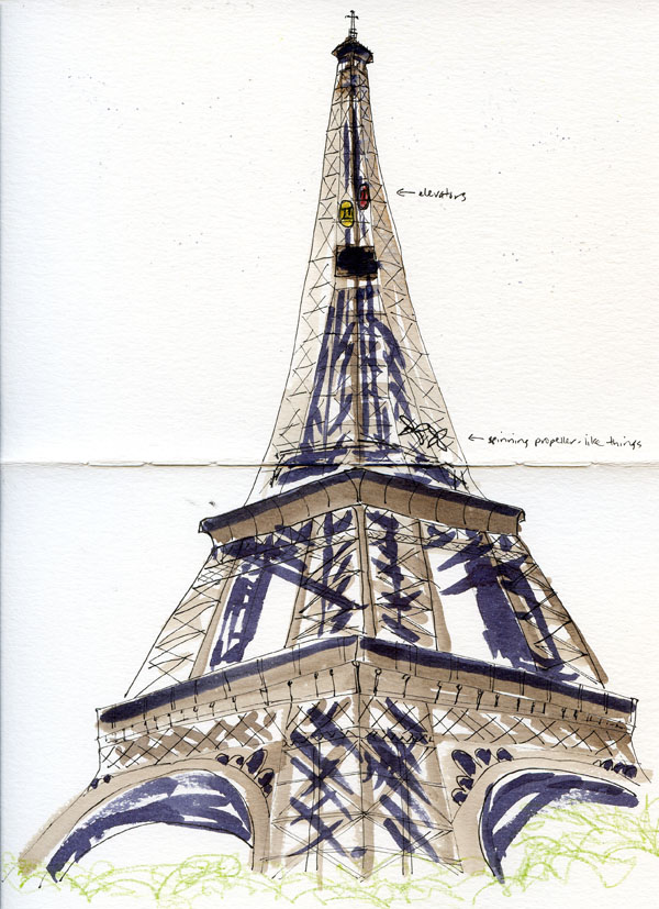 Original pencil drawing, 'Eiffel Tower', Circa 1950's, Douglas Pittuck |  eBay