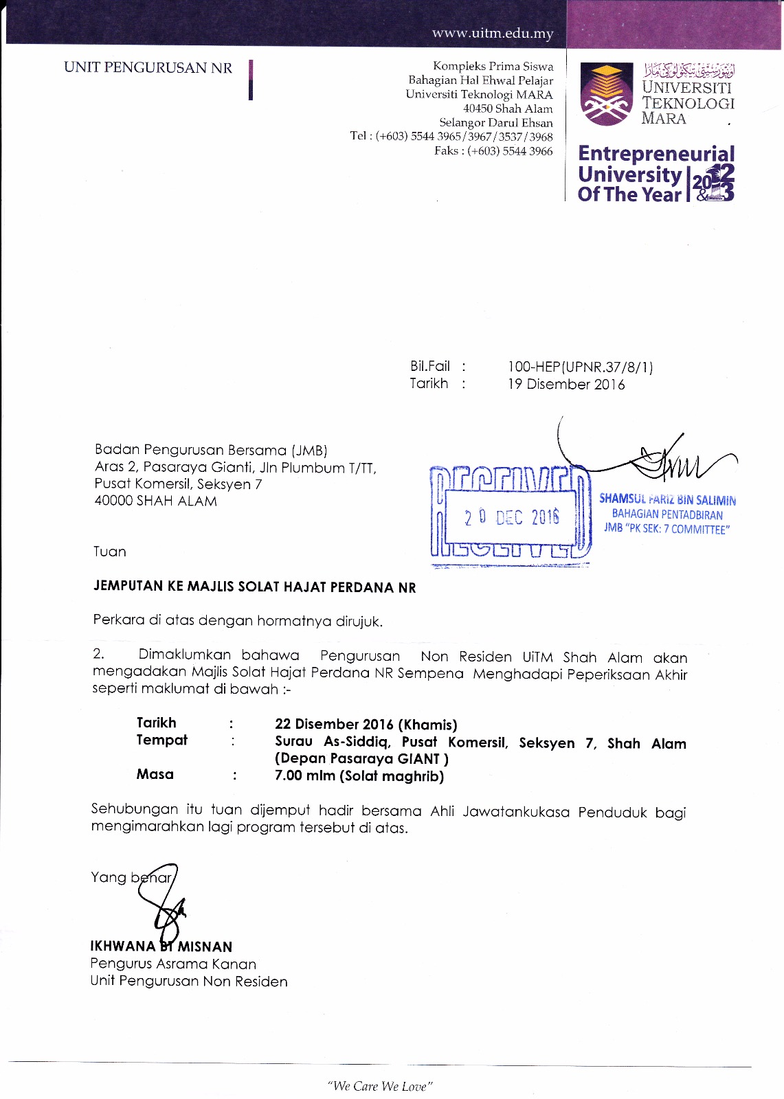Contoh Surat Rasmi Rayuan Doc - Contoh L