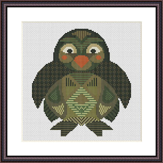 Penguin mandala cross stitch pattern - Tango Stitch