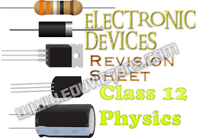 CBSE Class 12 - Physics - Chapter 9 - Electronics Devices - Revision Sheet (#cbseNotes) 