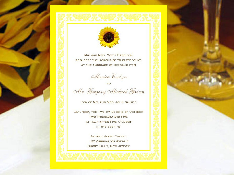 Sunflower Wedding Invitations are simple to have custom complete and printed