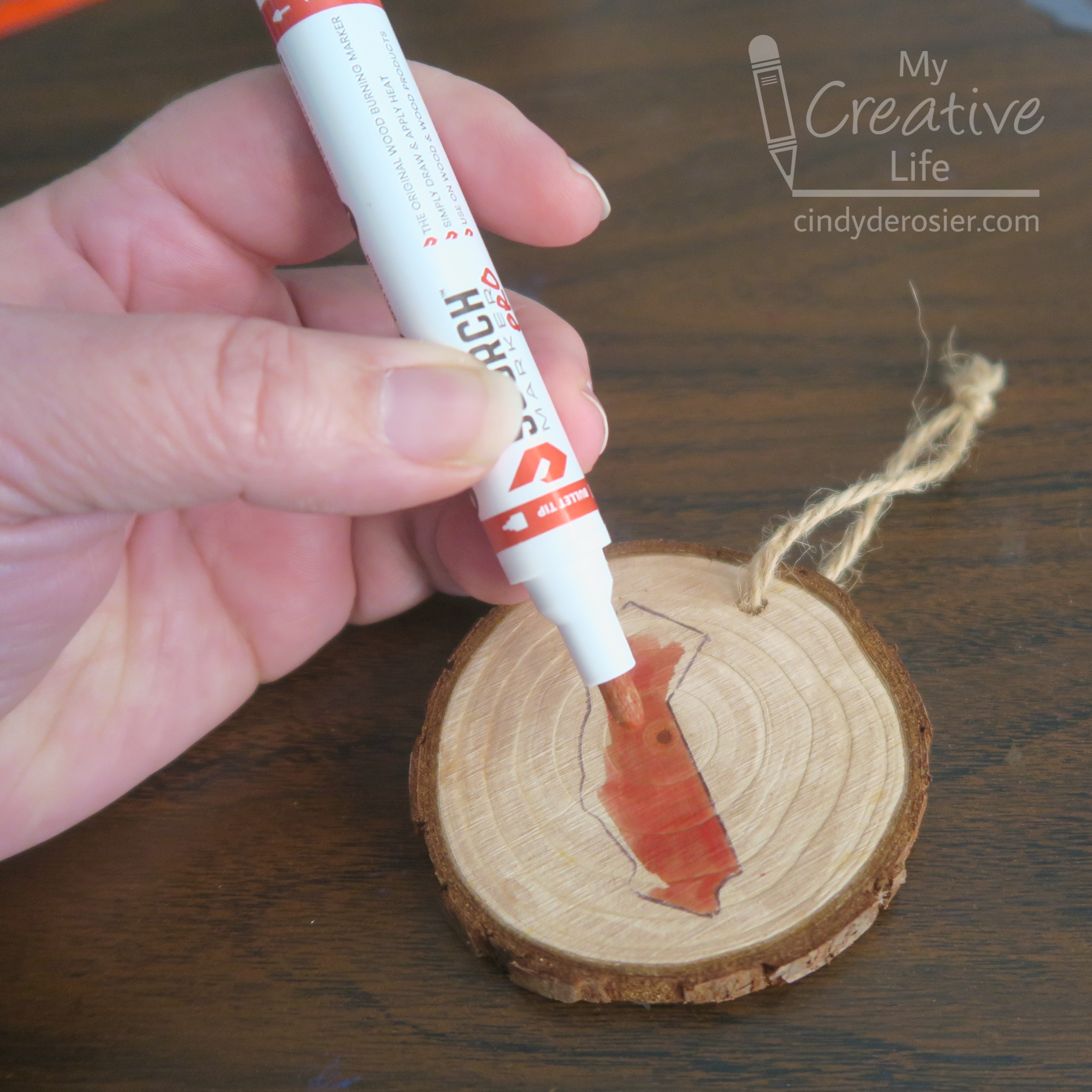 Cindy deRosier: My Creative Life: California Wood Slice Ornament, Made with  the Scorch Pen