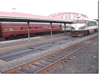 IMG_9691 Pennsylvania Railroad Sleeper-Lounge #7149 Colonial Crafts & Amtrak NPCU #90252 at Union Station in Portland, Oregon on October 20, 2009