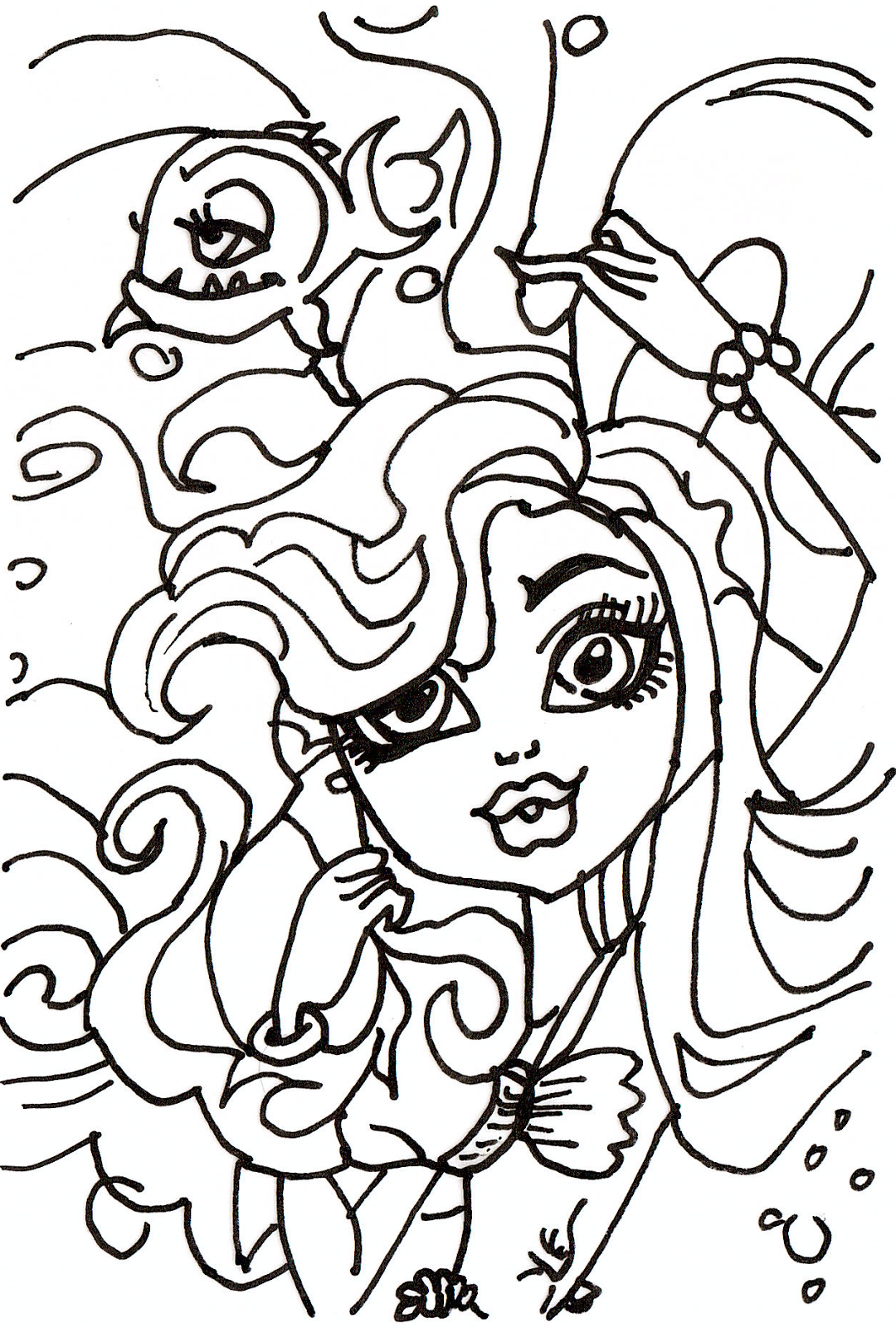Download Free Printable Monster High Coloring Pages: Lagoona Blue Picture Day Coloring Sheet