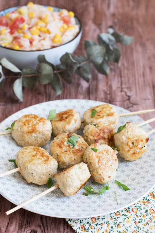 recette brochette boulettes poulet