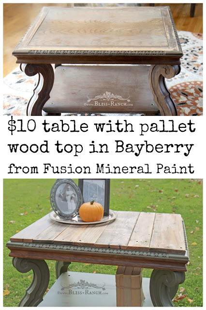 Pallet Wood Top Table Fusion Bayberry, Bliss-Ranch.com