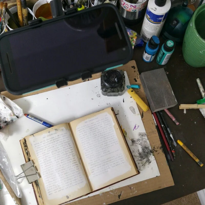 video set up over my art desk
