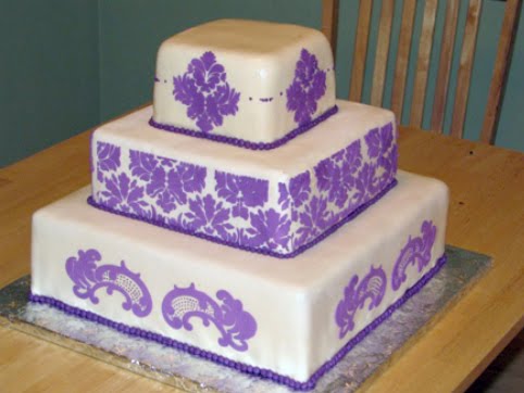 purple black and white wedding cakes