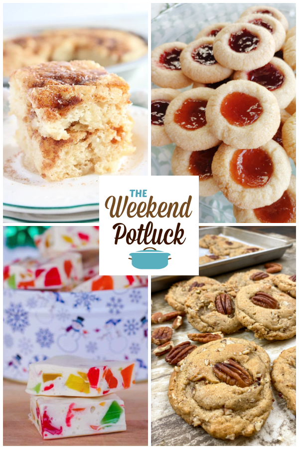 A virtual recipe swap with Amish Cinnamon Flop, Cherries in the Snow Poke Cake, Christmas Nougat, The Very BEST Thumbprint Cookies and dozens more!