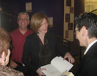 Samantha Power at book signing. Friend Dave in the background.