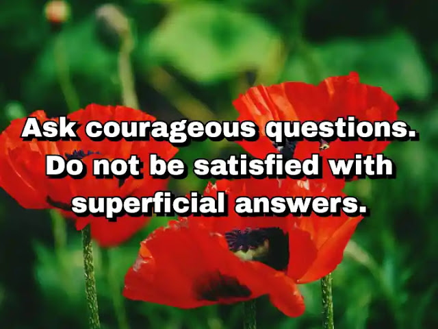 "Ask courageous questions. Do not be satisfied with superficial answers." ~ Carl Sagan