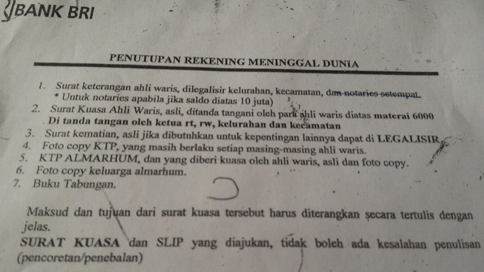 Contoh Surat Kuasa Print Out Rekening