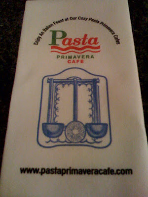 Napkin at Pasta Primavera Cafe in San Ramon, CA