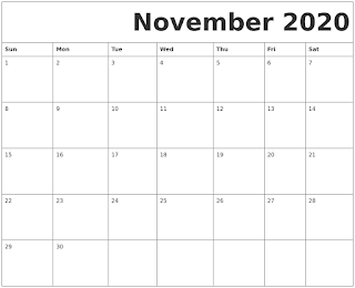 Free Printable Calendar November 2020