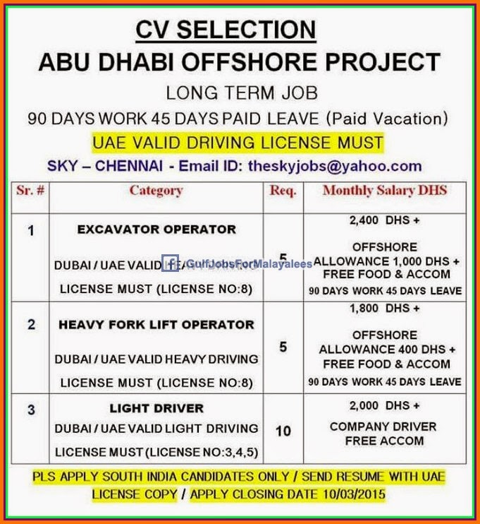 Offshore Project Abudhabi Job Vacancies