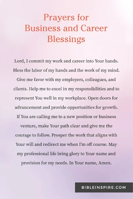 A dedicated prayer for business and career success, one of the specific prayers for blessings to ask for favor and guidance at work.