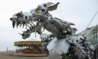 Hubcap Dragon Sculpture