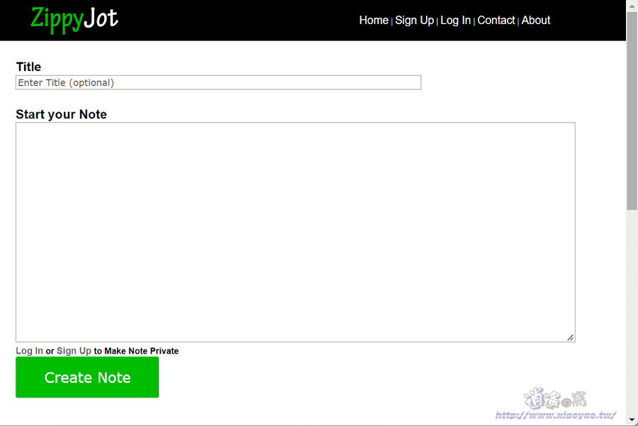 ZippyJot 免費線上記事本，自動保存筆記內容